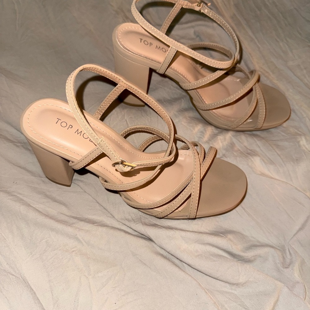 TOP Moda Women's Beige Strappy Heels